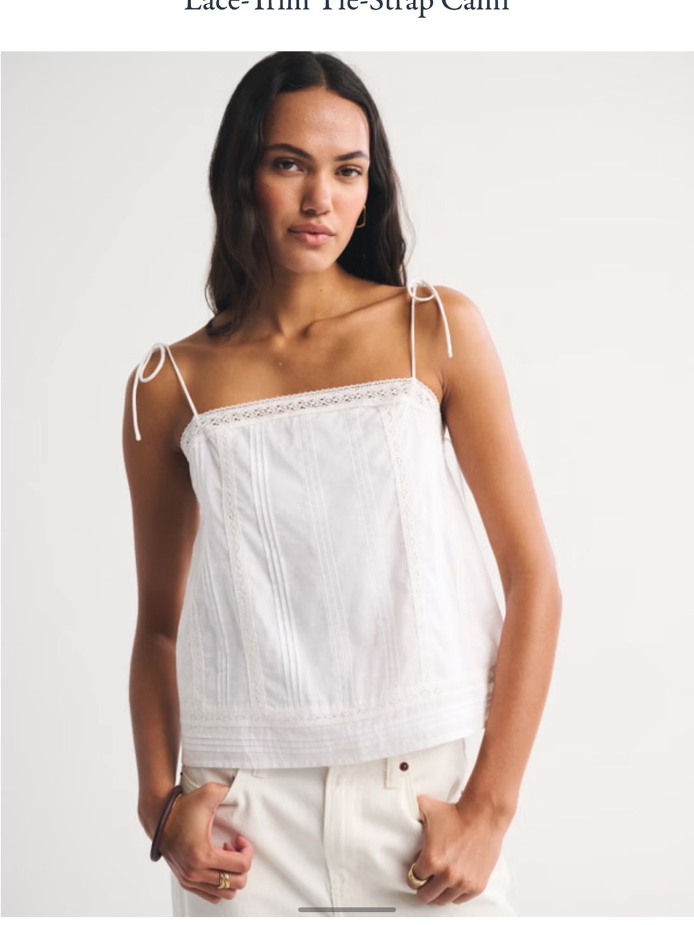 A&F Lace-Trim Tie-Strap Cami - White